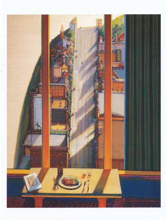 The Last Postcard: Wayne Thiebaud's Apartment View 1993 Oil on canvas licensed by VAGA, New York, NY, published by Pomegranate AA280993 